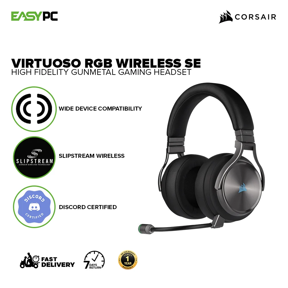 Corsair Virtuoso RGB Wireless SE Gaming Headset - High-Fidelity 7.1 Surround Sound with Broadcast Quality Microphone, Memory Foam Earcups - 20 Hour Battery Life Works w/ PC, MacOS, PS5, Gunmetal and Espresso Gaming Headset 7UBE - Image 2