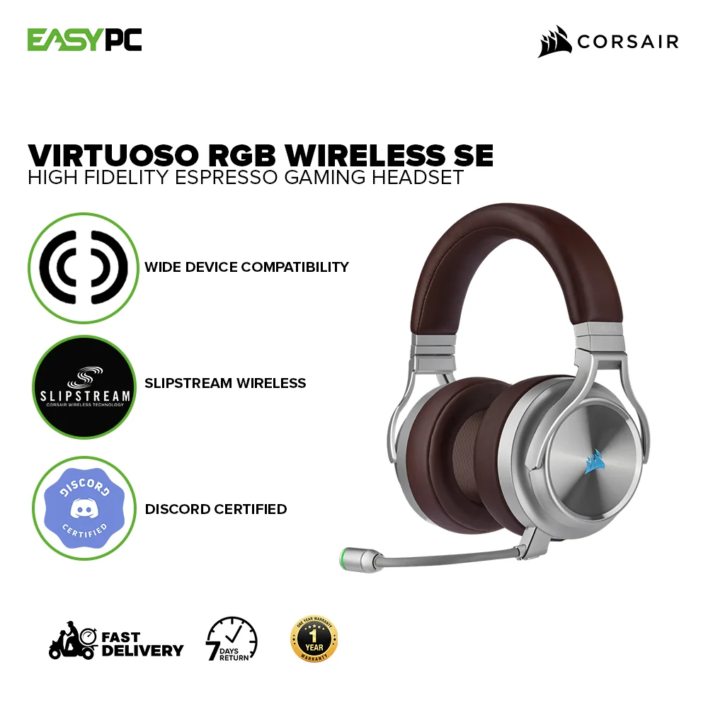 Corsair Virtuoso RGB Wireless SE Gaming Headset - High-Fidelity 7.1 Surround Sound with Broadcast Quality Microphone, Memory Foam Earcups - 20 Hour Battery Life Works w/ PC, MacOS, PS5, Gunmetal and Espresso Gaming Headset 7UBE - Image 7