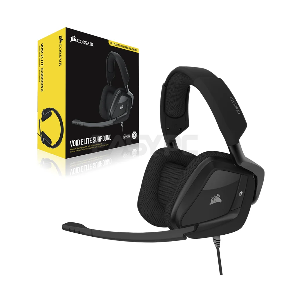 Corsair VOID Elite Surround Premium Gaming Headset with 7.1 Surround Sound, Discord Certified, Works with PC, Xbox Series X, Xbox Series S, PS5, PS4, Nintendo Switch, Carbon CS-CA-9011205-AP 7UBE COCS2344