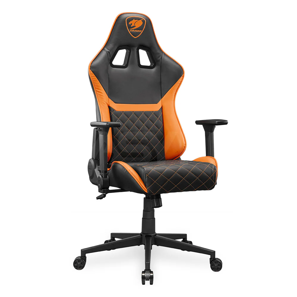 Cougar Armor One V2 F Gaming Chair Steel Base 4D Folding Armrest Woven Fabric Black Orange - Image 3