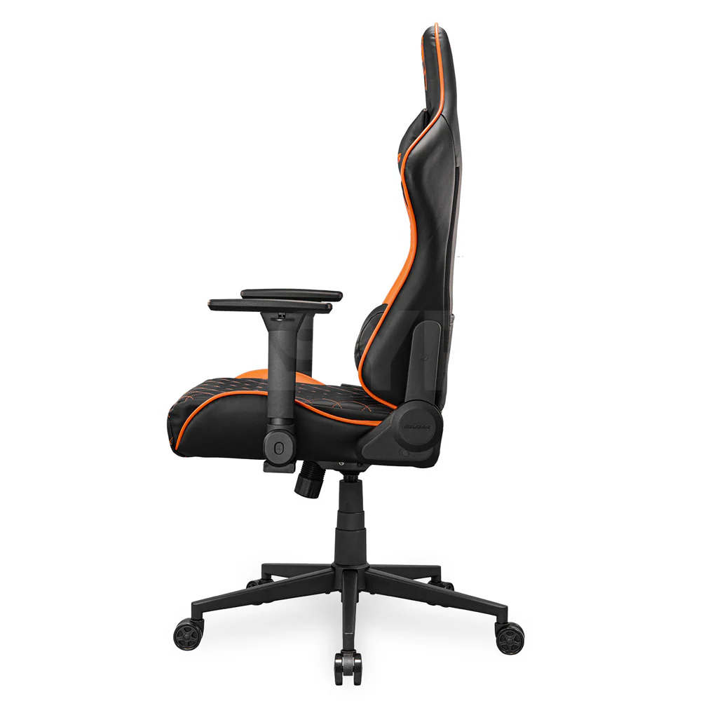 Cougar Armor One V2 F Gaming Chair Steel Base 4D Folding Armrest Woven Fabric Black Orange - Image 6