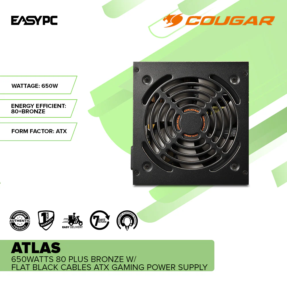 Cougar Atlas 650watts 80 Plus Bronze W/Flat Black Cables ATX Gaming Power Supply - Image 2