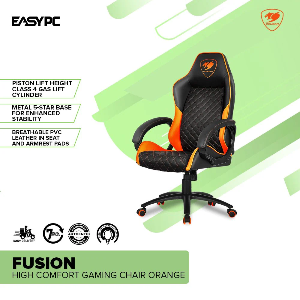 Cougar Fusion High Comfort Gaming Chair Black Orange - Image 2