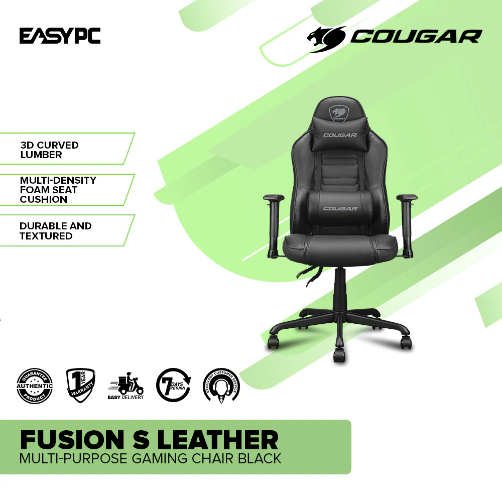 Cougar Fusion S Leather Multi-Purpose Gaming Chair Black - Image 2