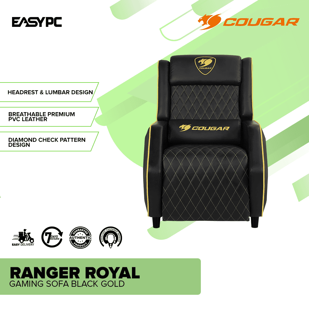 Cougar Ranger Royal Gaming Sofa Black Gold - Image 2