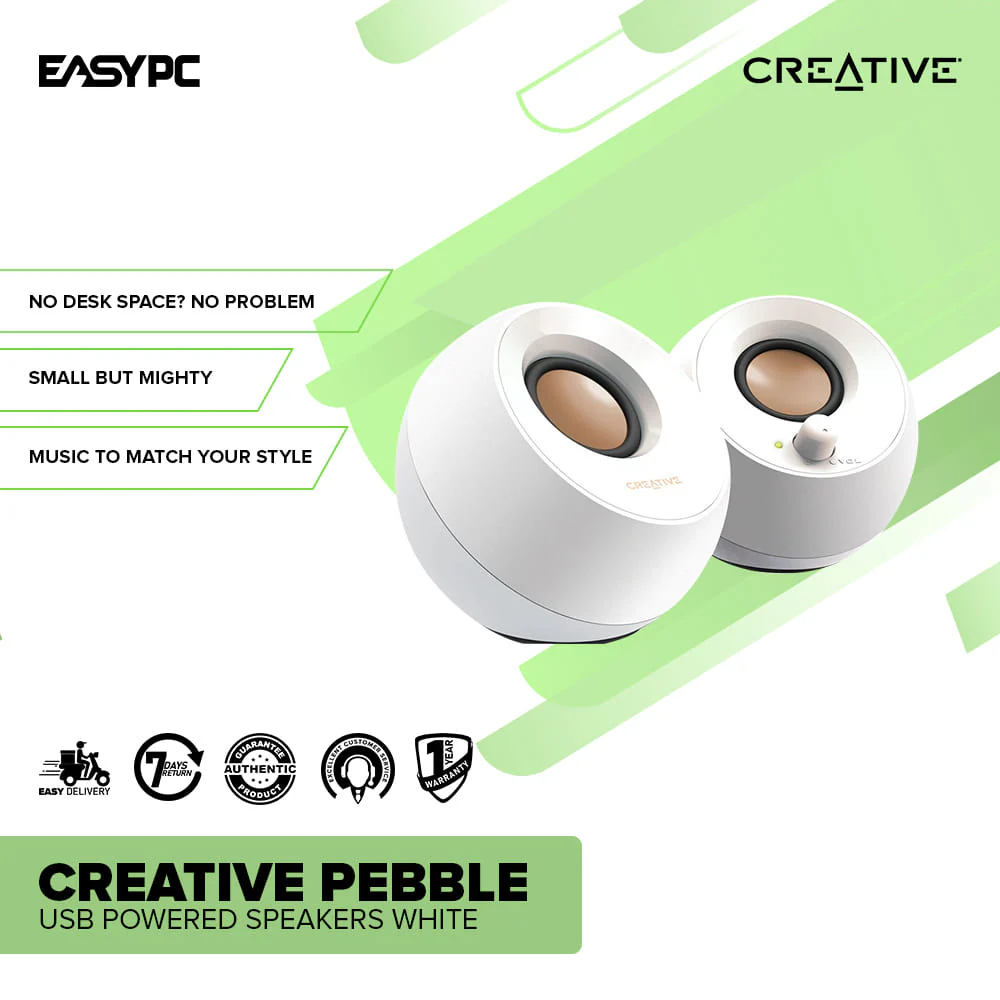 Creative Pebble USB Powered Speakers White - Image 2