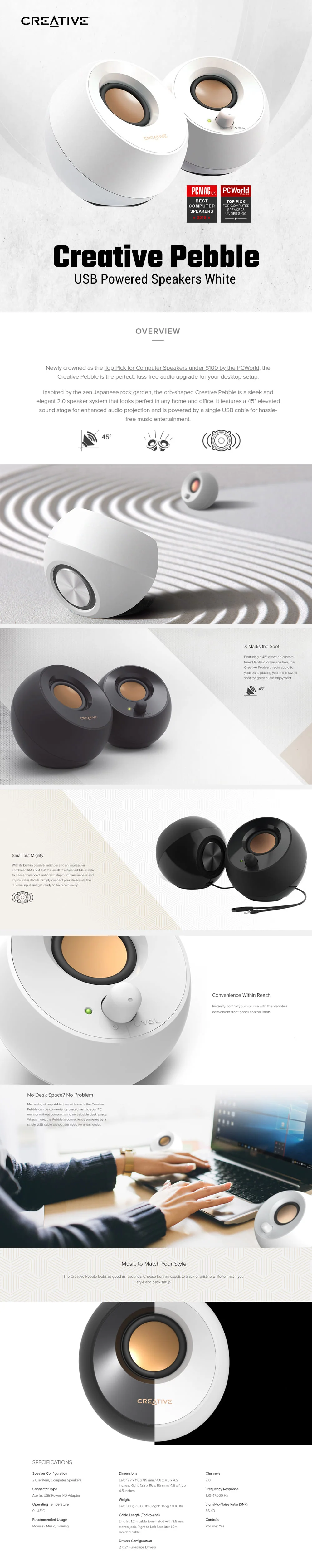 Creative Pebble USB Powered Speakers White - Image 4