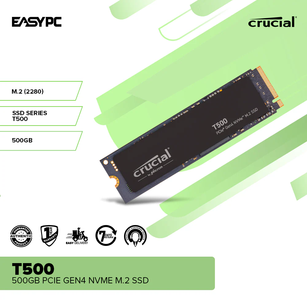 Crucial T500 500GB PCIe Gen4 NVMe M.2 SSD - Image 2