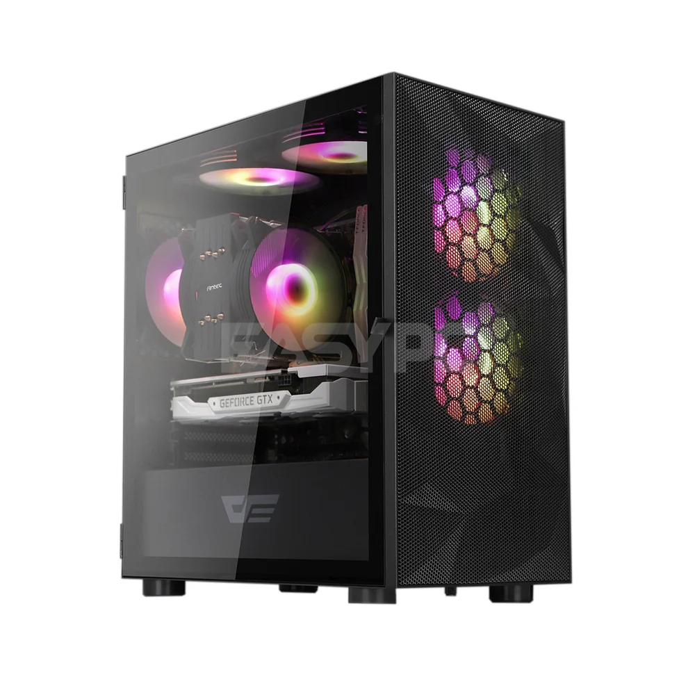 DarkFlash DLM21 Mesh Mid Tower Black, White and Pink White PC Case - Image 3