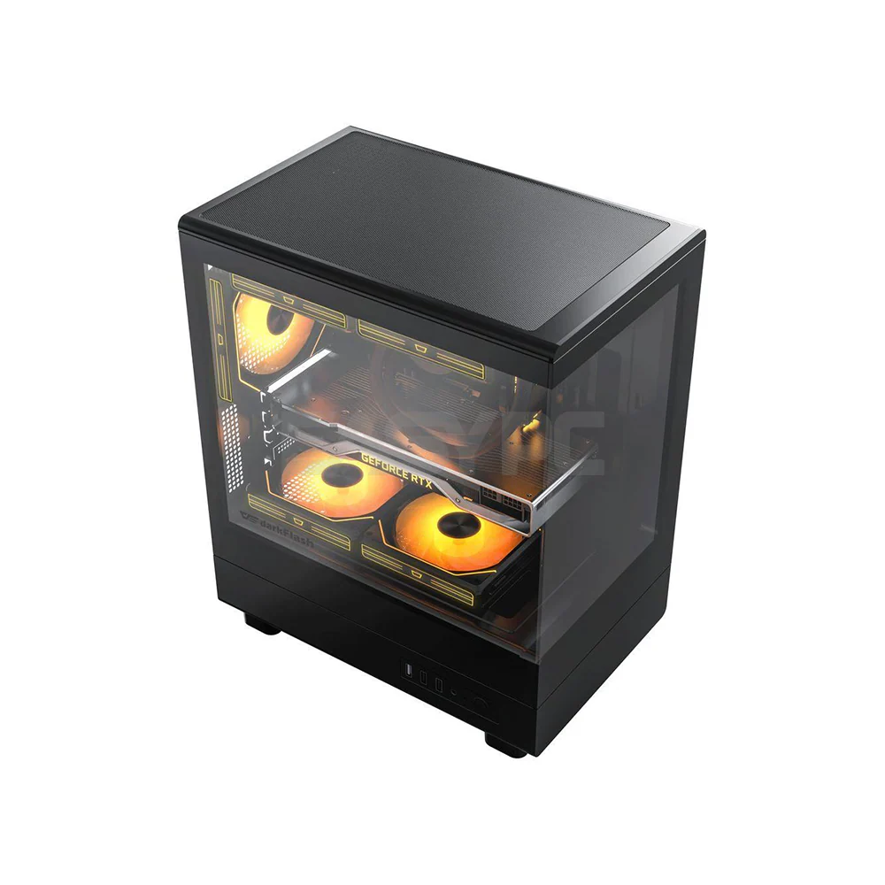 DarkFlash DB330M Micro ATX Tempred Glass Side and Front Panel Gaming PC Case Black - Image 3