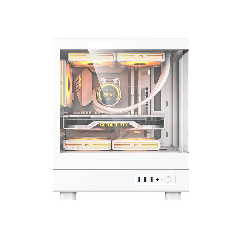DarkFlash DB330M Micro ATX Tempred Glass Side and Front Panel Gaming PC Case White - Image 3