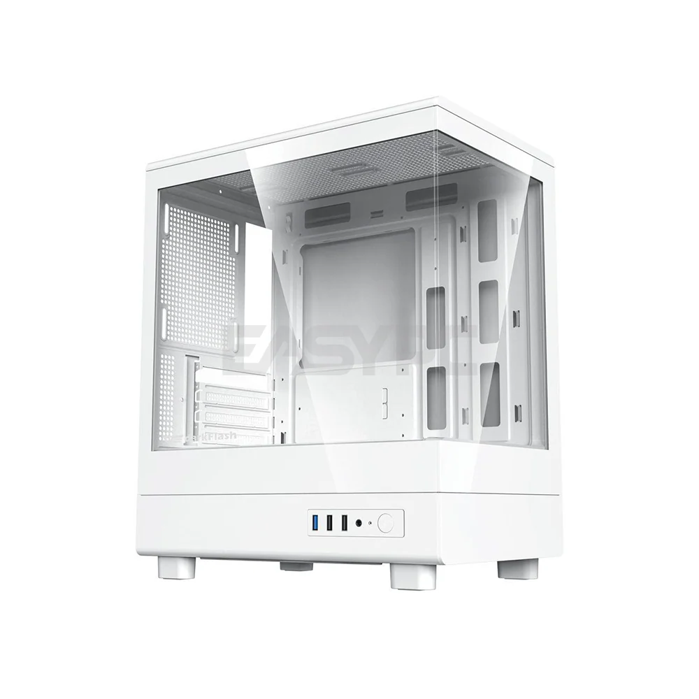 DarkFlash DB330M Micro ATX Tempred Glass Side and Front Panel Gaming PC Case White - Image 4