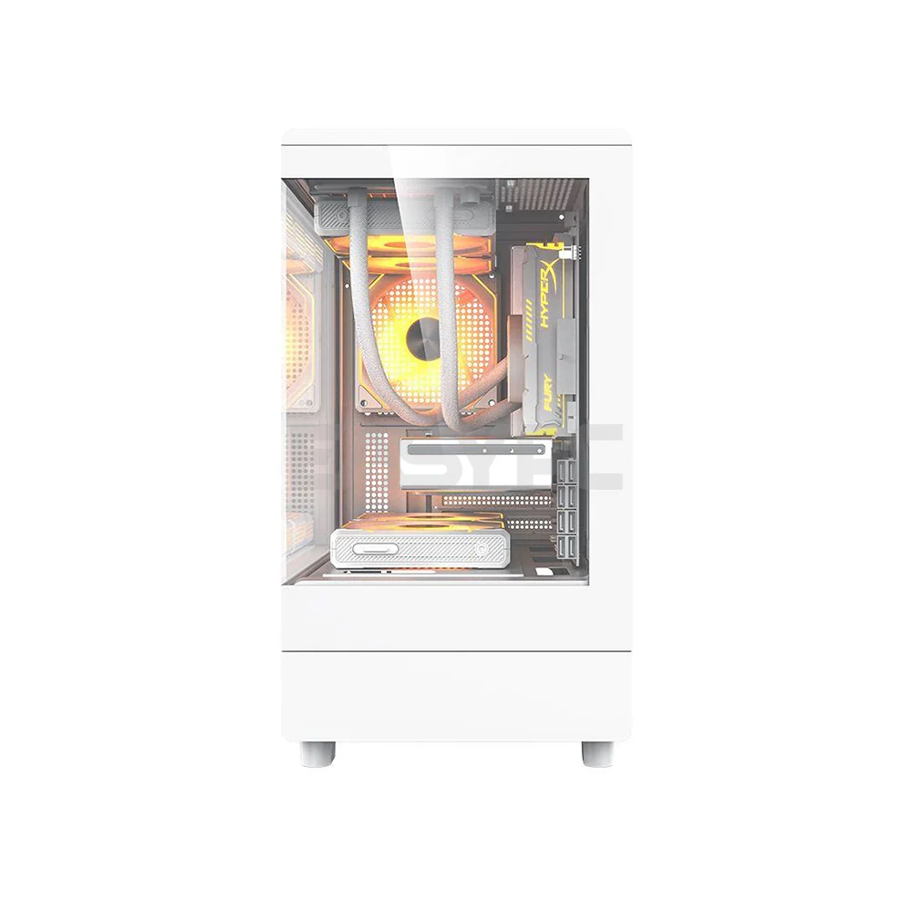 DarkFlash DB330M Micro ATX Tempred Glass Side and Front Panel Gaming PC Case White - Image 5