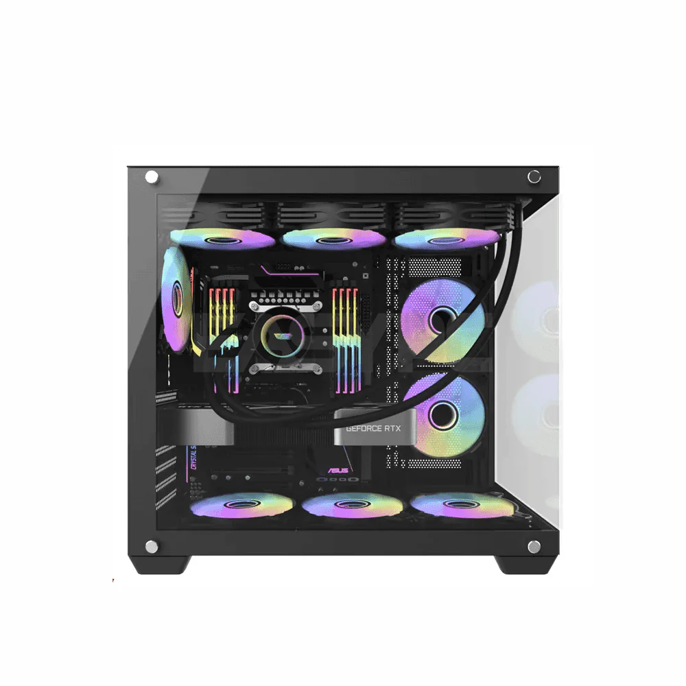 DarkFlash C285P ATX Tempered Glass Side Panel Gaming PC Case Black - Image 3