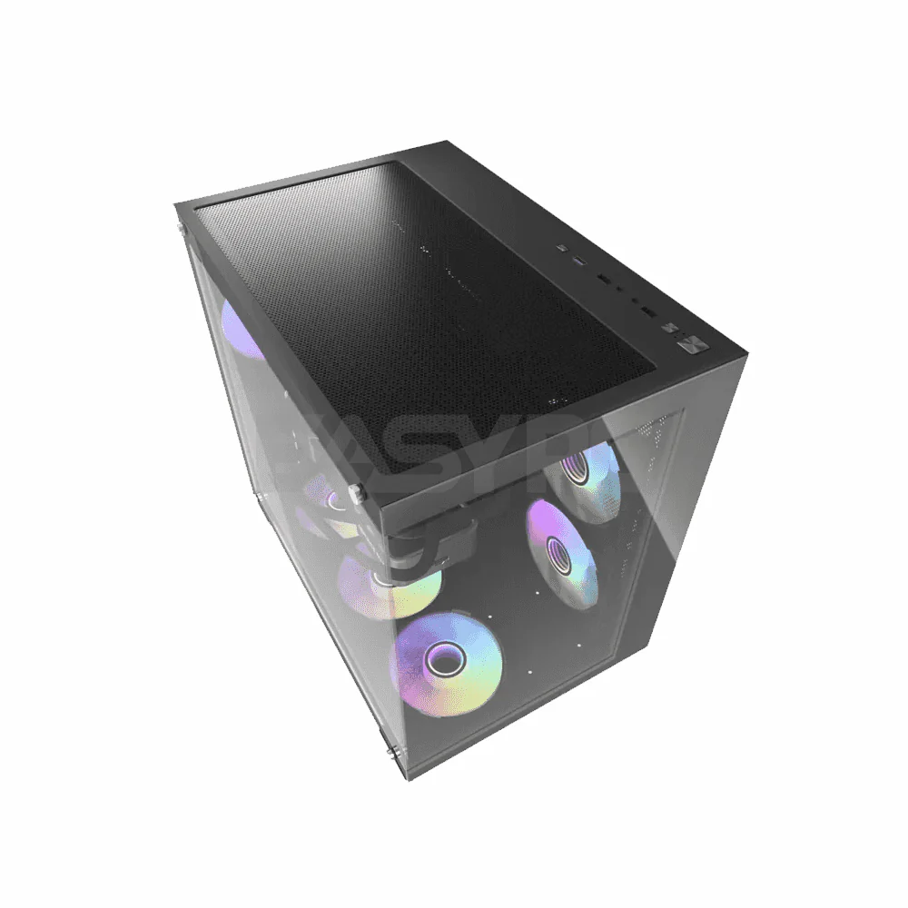 DarkFlash C285P ATX Tempered Glass Side Panel Gaming PC Case Black - Image 4