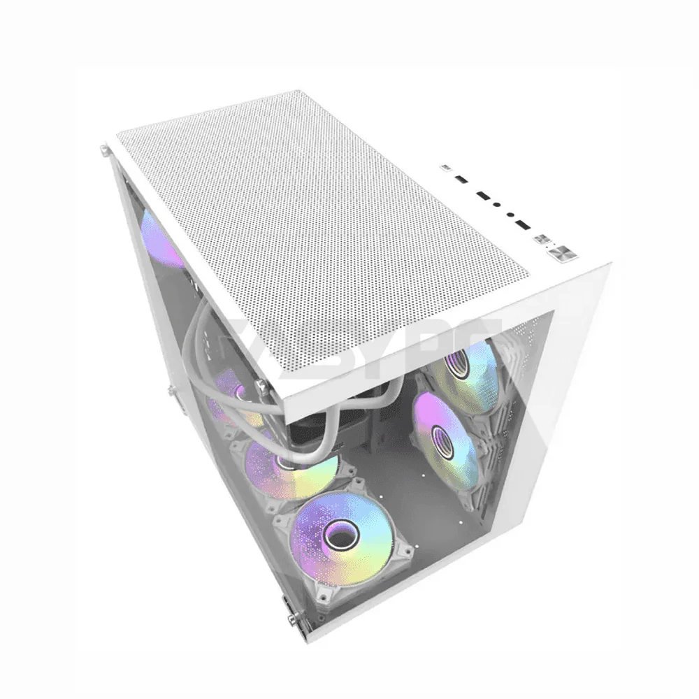 DarkFlash C285P ATX Tempered Glass Side Panel Gaming PC Case White - Image 3