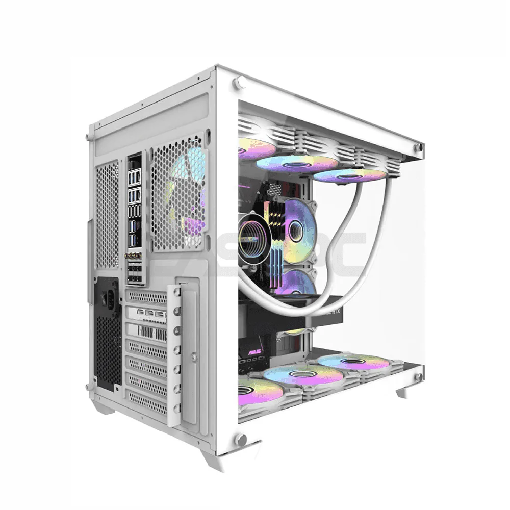 DarkFlash C285P ATX Tempered Glass Side Panel Gaming PC Case White - Image 4