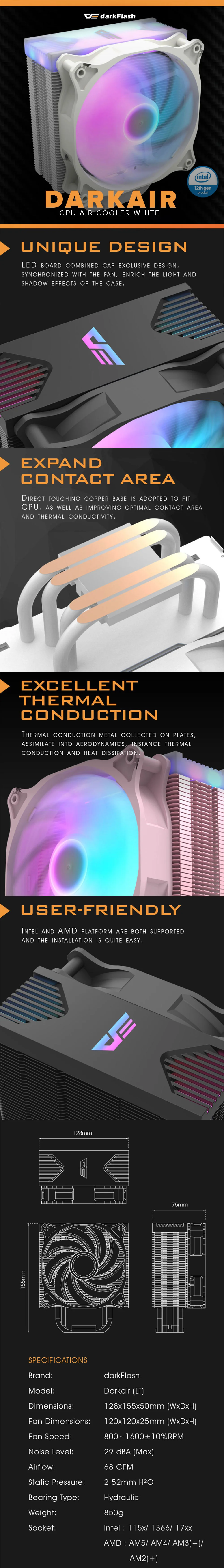 Darkflash Darkair CPU Air Cooler white - Image 8