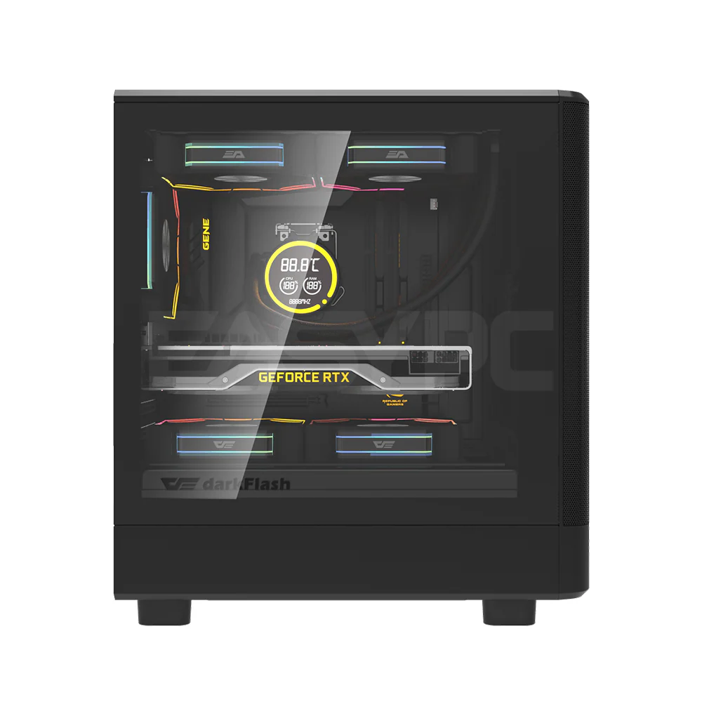 DarkFlash DB330M Mesh Micro ATX Tempred Glass Side Gaming PC Case Black - Image 3