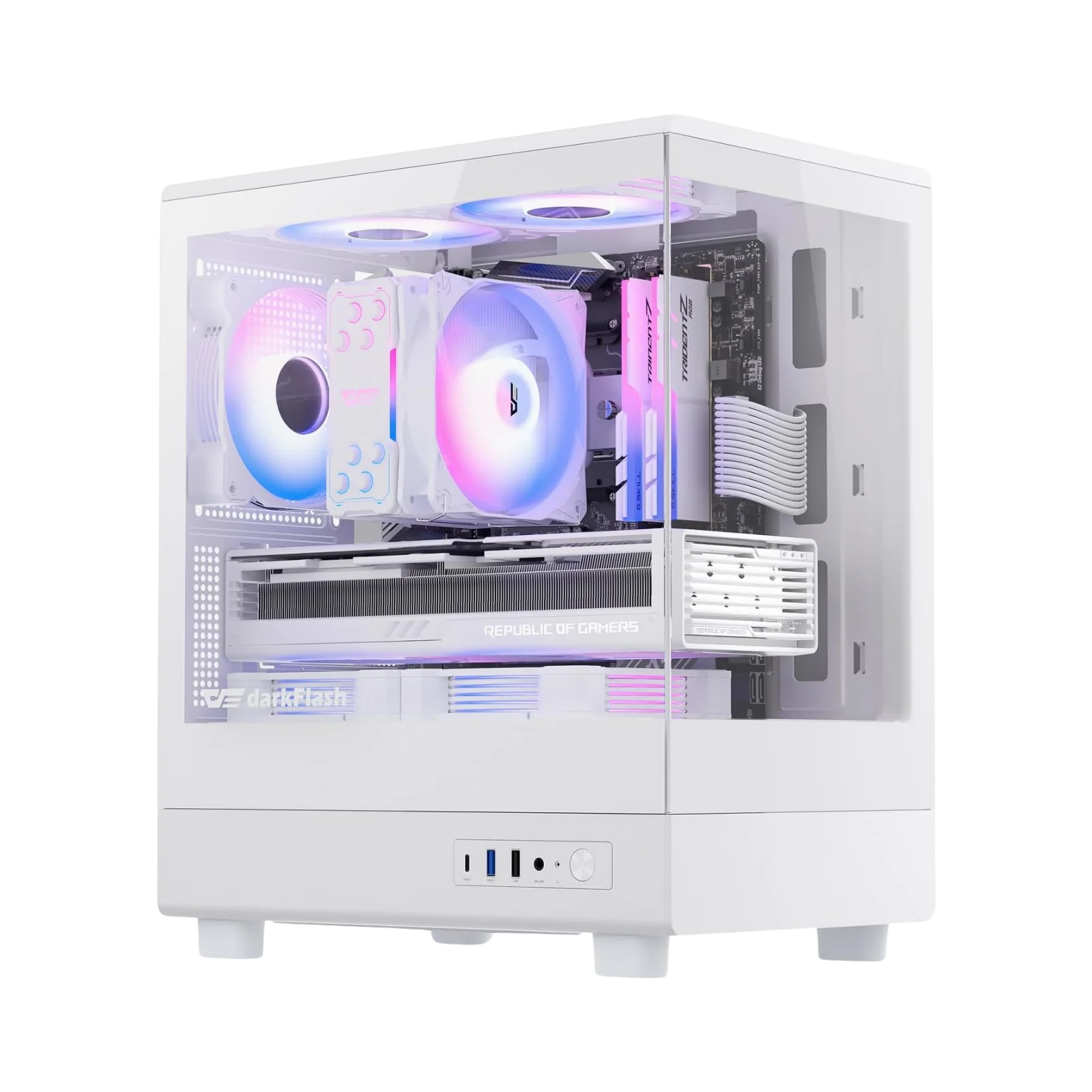 DarkFlash DB330M Mesh Micro ATX Tempred Glass Side Gaming PC Case White