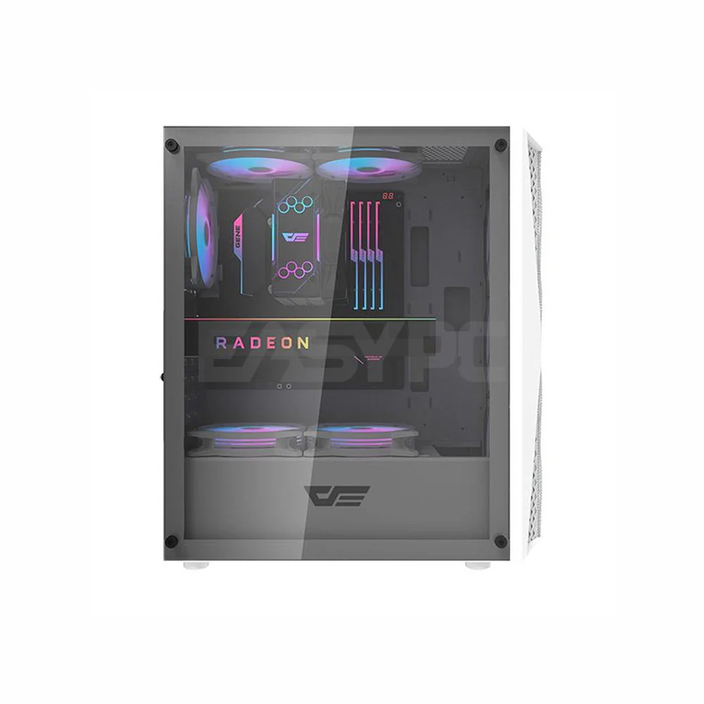 DarkFlash DK352 Mesh ATX Tempered Glass Side Panel Gaming PC Case White - Image 4
