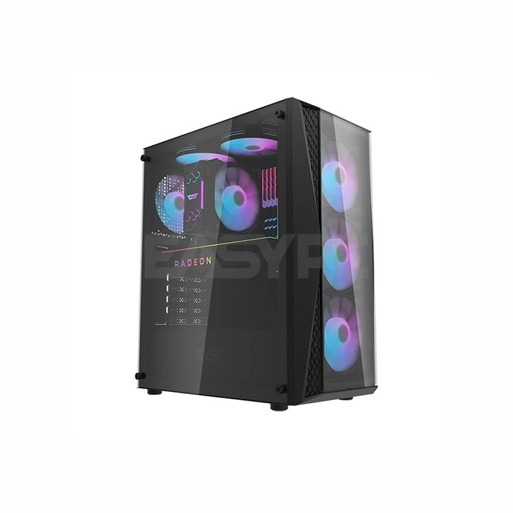 DarkFlash DK352 Plus ATX Tempered Glass Side Panel Gaming PC Case Black - Image 3