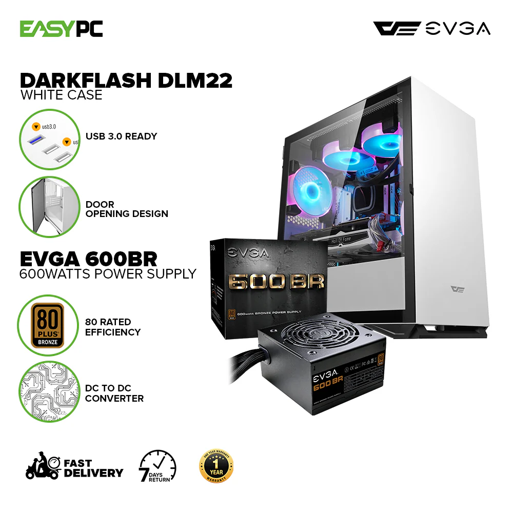 DarkFlash DLM22 Case + EVGA 600BR 600watts Power Supply Bundle PC Case and Power Supply - Image 4