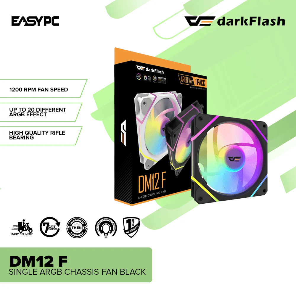 DarkFlash DM12 F Single ARGB Chassis Fan Black - Image 2