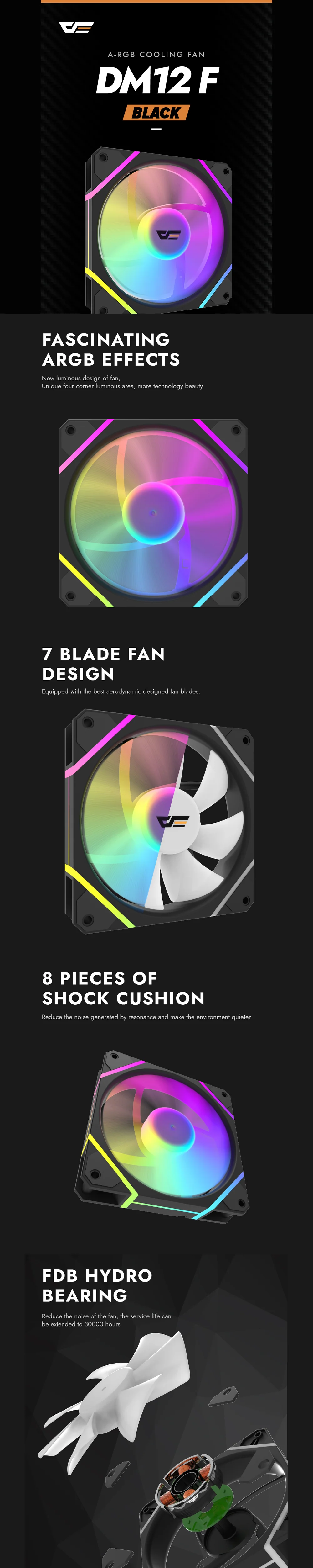 DarkFlash DM12 F Single ARGB Chassis Fan Black - Image 5
