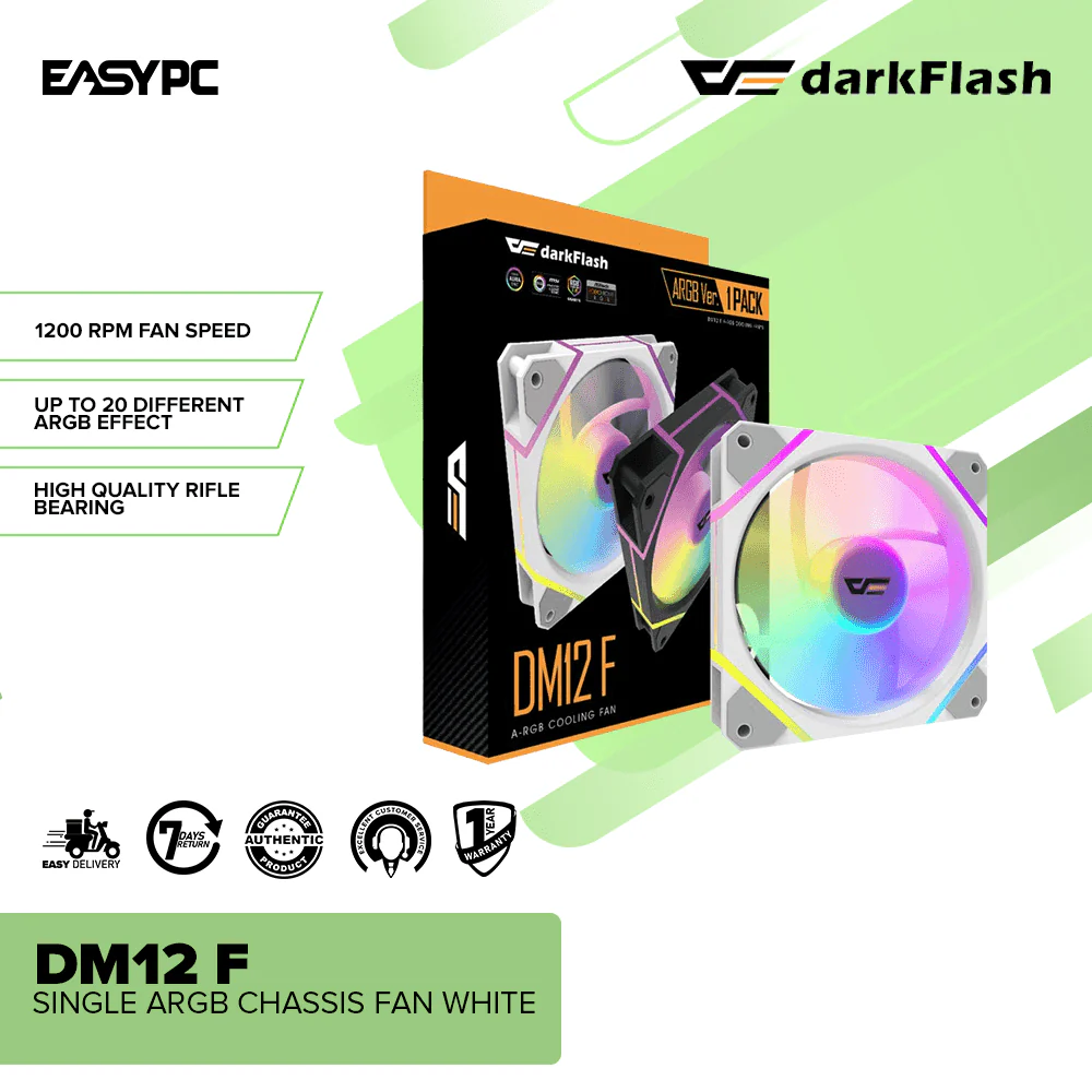 DarkFlash DM12 F Single ARGB Chassis Fan White - Image 2