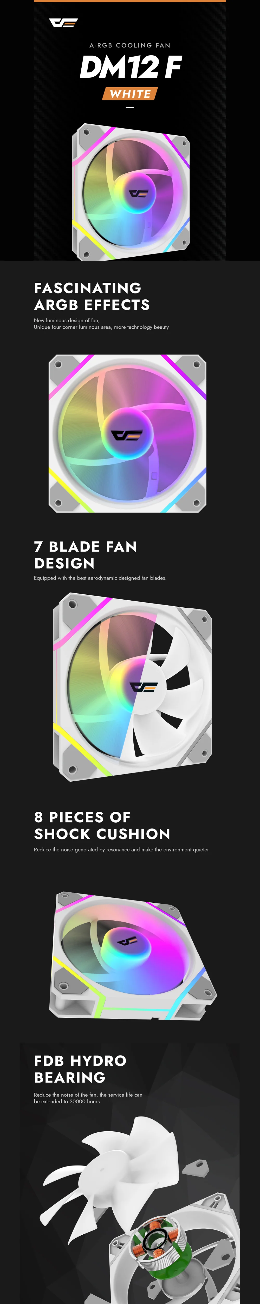 DarkFlash DM12 F Single ARGB Chassis Fan White - Image 5