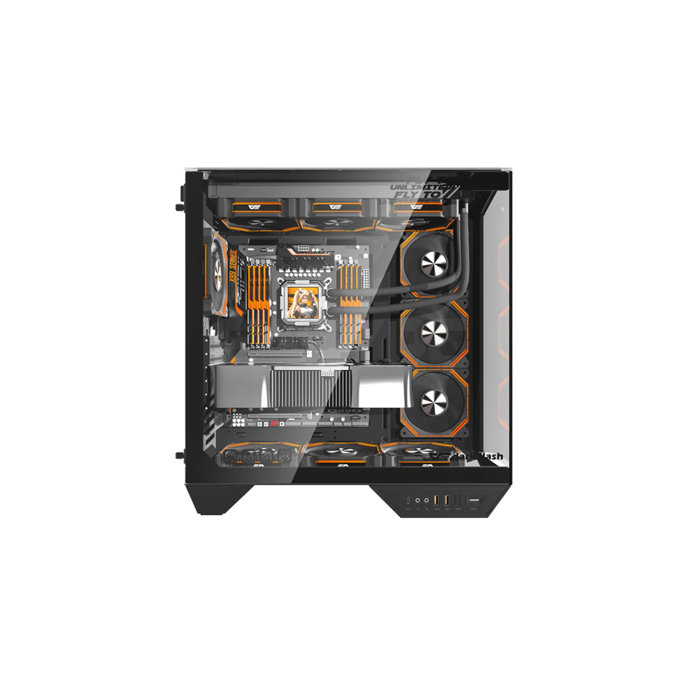 DarkFlash DY470 ATX Three-Side Glass Panel Gaming PC Case Black - Image 3