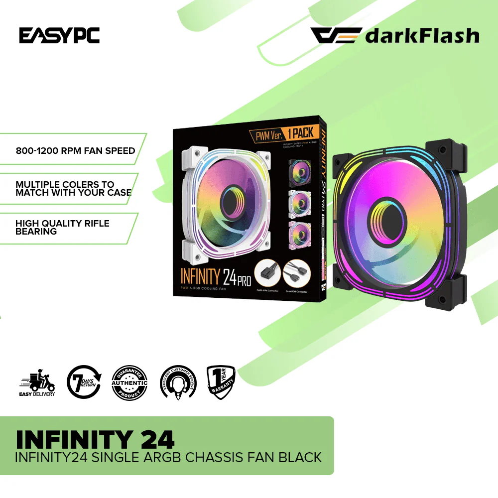 DarkFlash Infinity24 Single ARGB Chassis Fan Black - Image 2