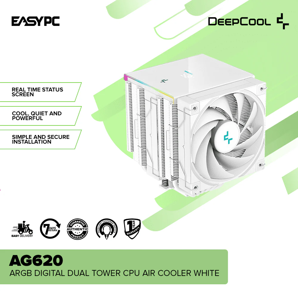 Deepcool AG620 ARGB Digital Dual Tower CPU Air Cooler white - Image 2