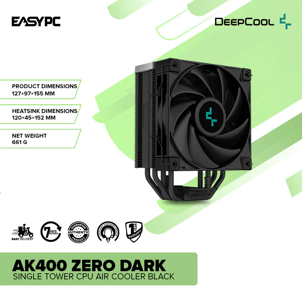 Deepcool AK400 Zero Dark Single Tower CPU Air Cooler Black - Image 2