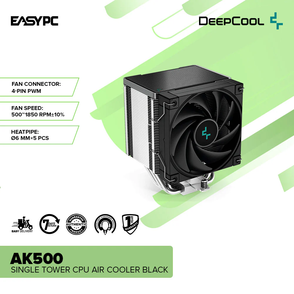 Deepcool AK500 Single Tower Bearing Type Fluid Dynamic CPU Air Cooler Black - Image 2
