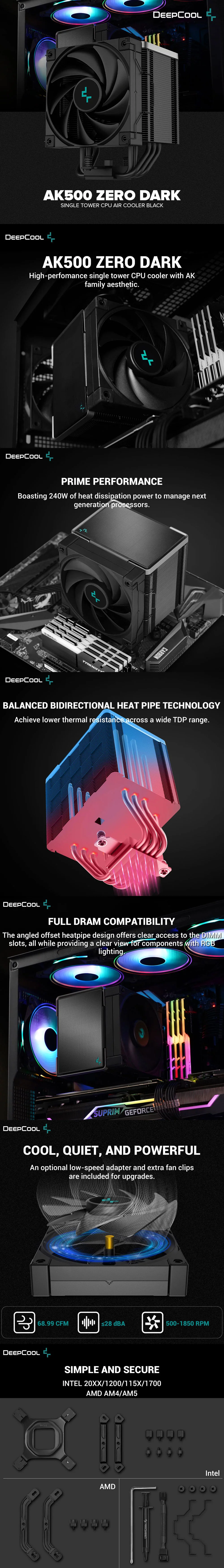 Deepcool AK500 Zero Dark Single Tower CPU Air Cooler Black - Image 6