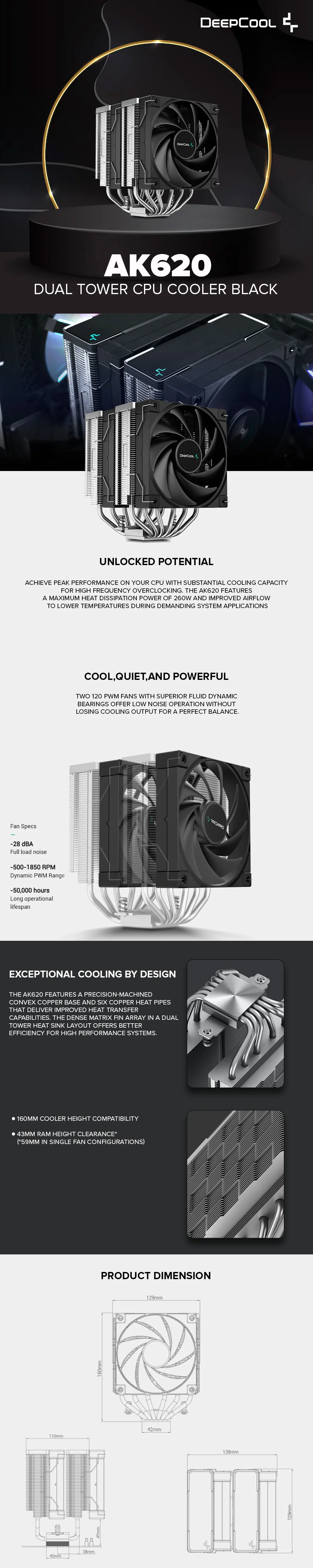 Deepcool AK620 Dual Tower CPU Cooler Black - Image 7