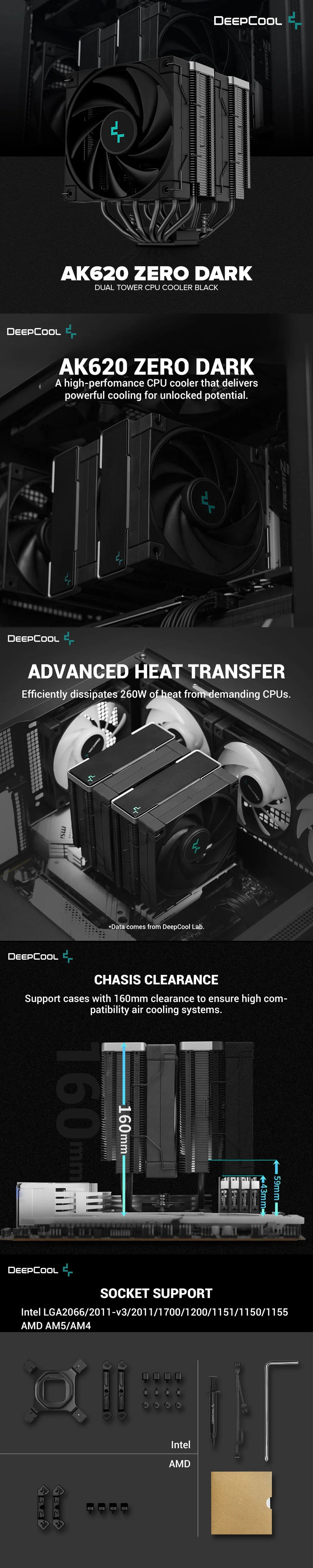 Deepcool AK620 Zero Dark Dual Tower CPU Cooler Black - Image 9