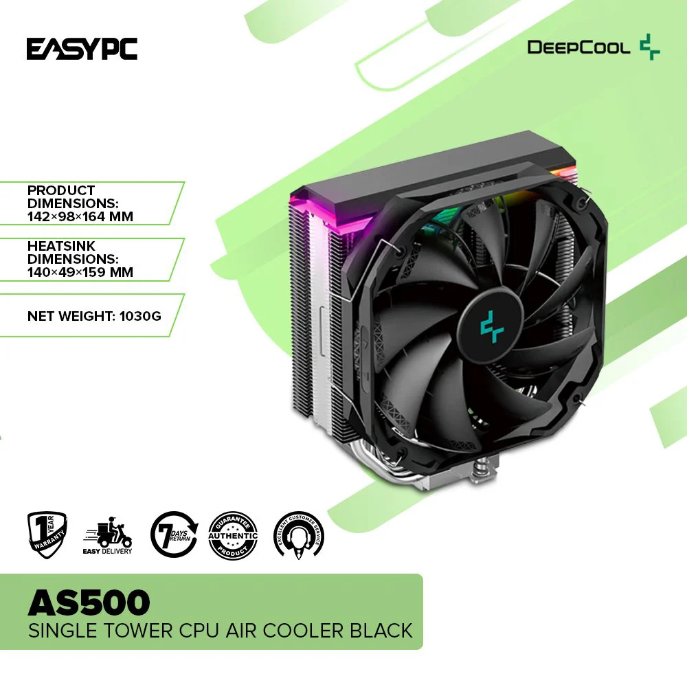 Deepcool AS500 Single Tower Elevated Cooling Performance Control your Temps CPU Air Cooler Black - Image 2