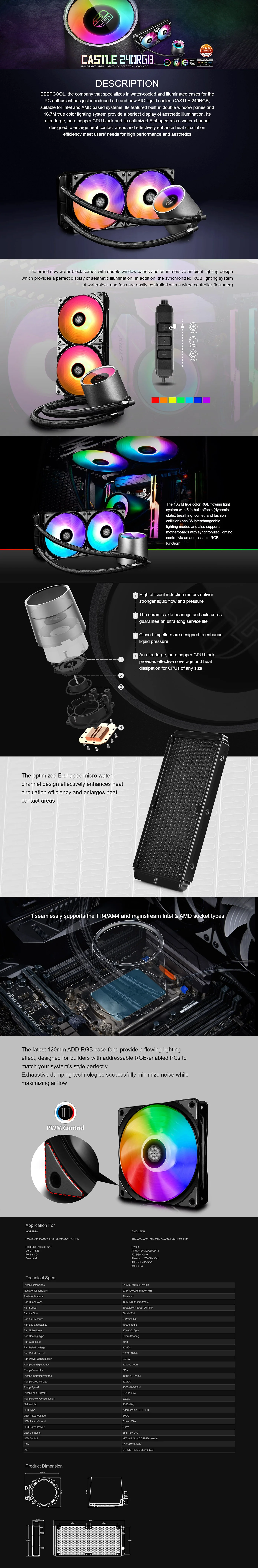 Deepcool Castle 240mm Liquid Cooled RGB - Image 7
