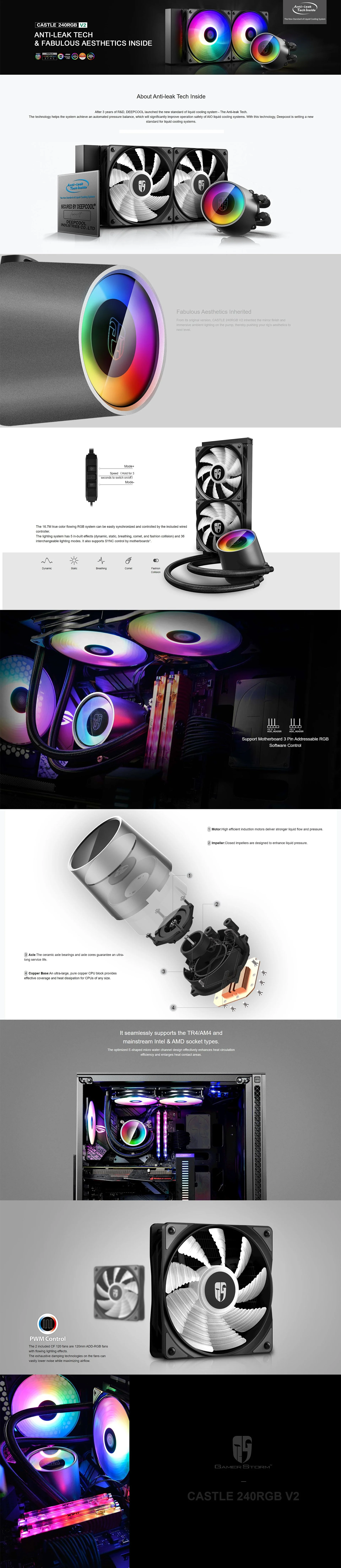 Deepcool Castle 240mm v2 Liquid Cooled RGB - Image 6