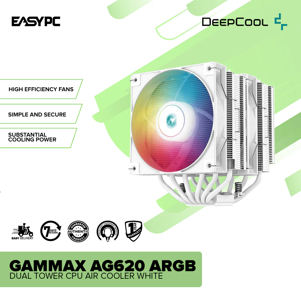 Deepcool Gammax AG620 ARGB Dual Tower CPU Air Cooler White - Image 2
