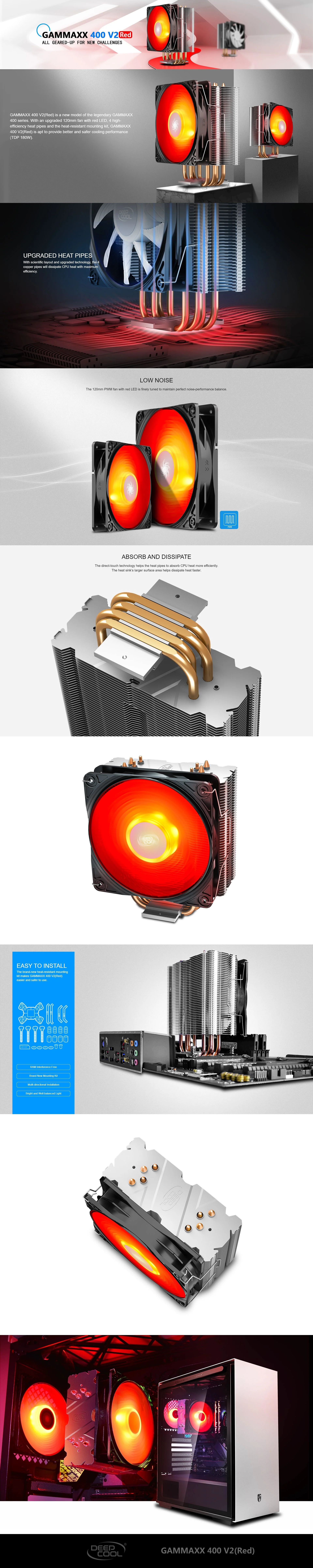 Deepcool Gammaxx 400 v2 CPU Air Cooler Red - Image 8