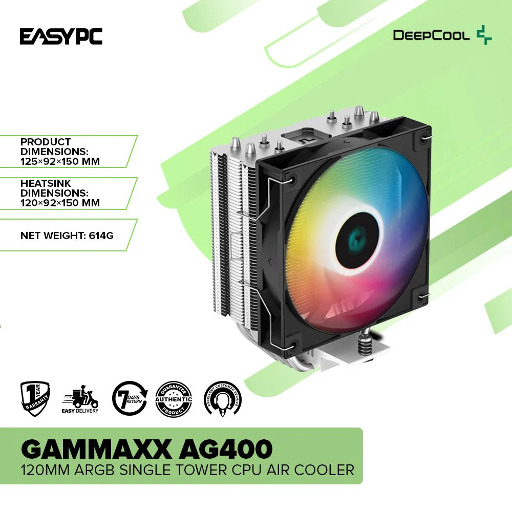 Deepcool Gammaxx AG400 120mm ARGB Single Tower Stellar Thermal Performance CPU Air Cooler - Image 2