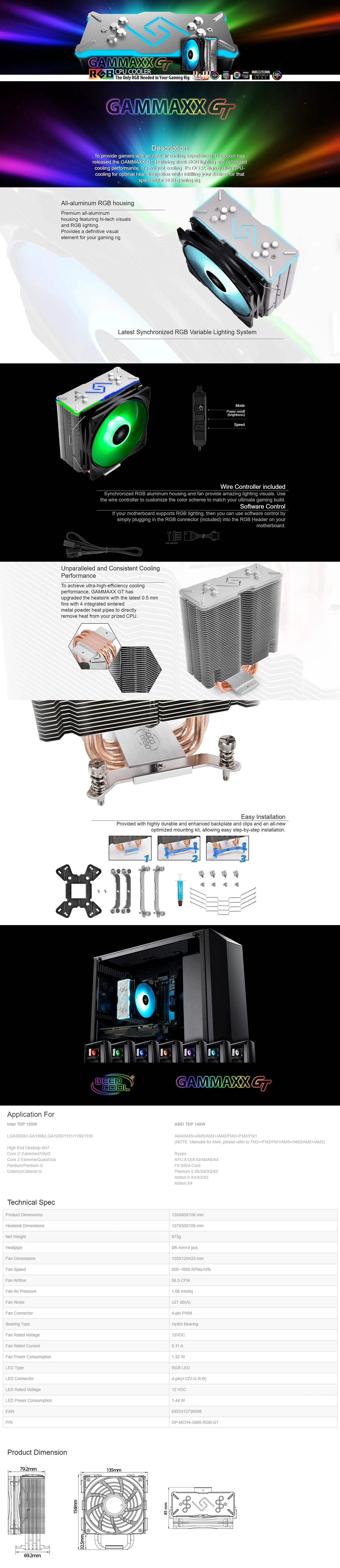 Deepcool Gammaxx GT RGB CPU Air Cooler - Image 9