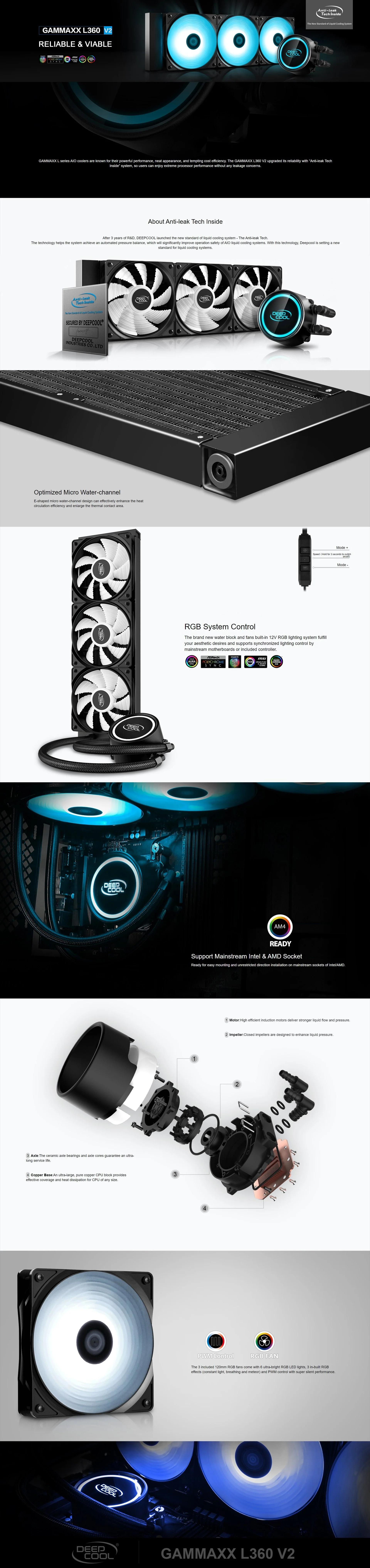 Deepcool Gammaxx L360 V2 AIO Liquid Cooler RGB w/ Anti-Leak Technology - Image 9