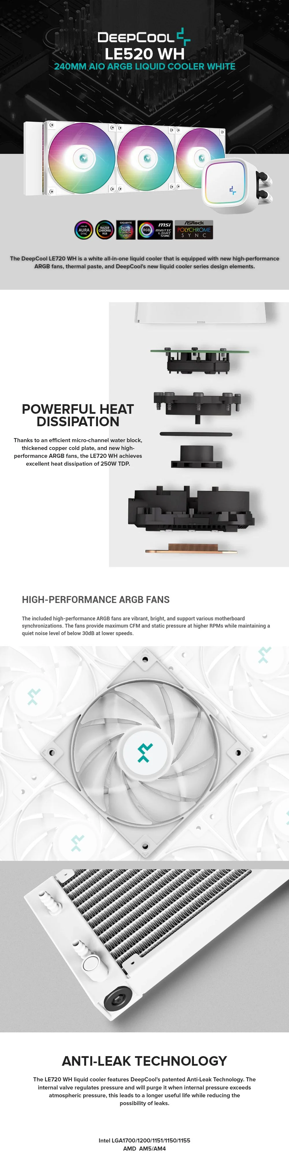 Deepcool LE720 360mm AIO ARGB Liquid Cooler white - Image 5