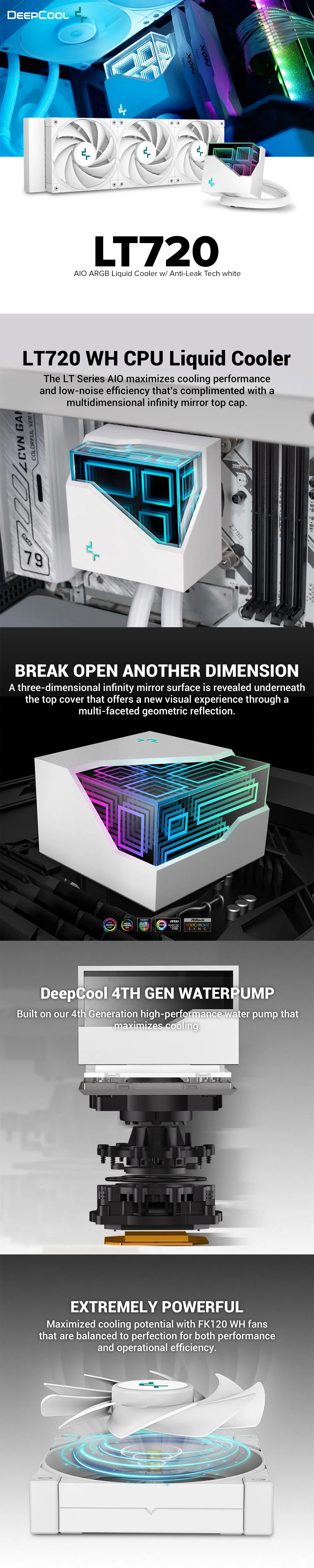 Deepcool LT720 AIO ARGB Liquid Cooler w/ Anti-Leak Tech white - Image 7