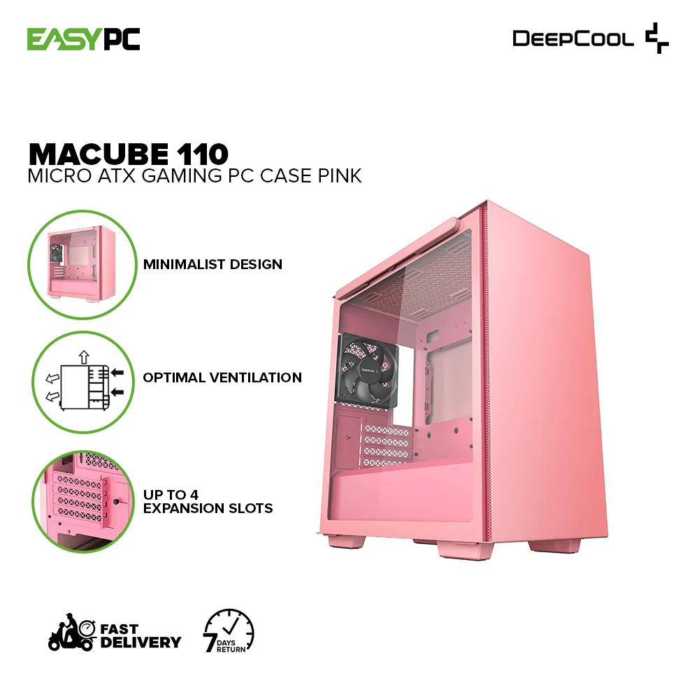 Deepcool Macube 110 Micro ATX Gaming PC Case Pink - Image 2